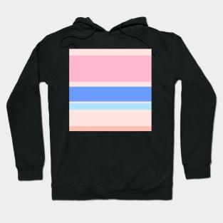 A scarce hybrid of Fresh Air, Soft Blue, Little Girl Pink, Misty Rose and Melon stripes. Hoodie